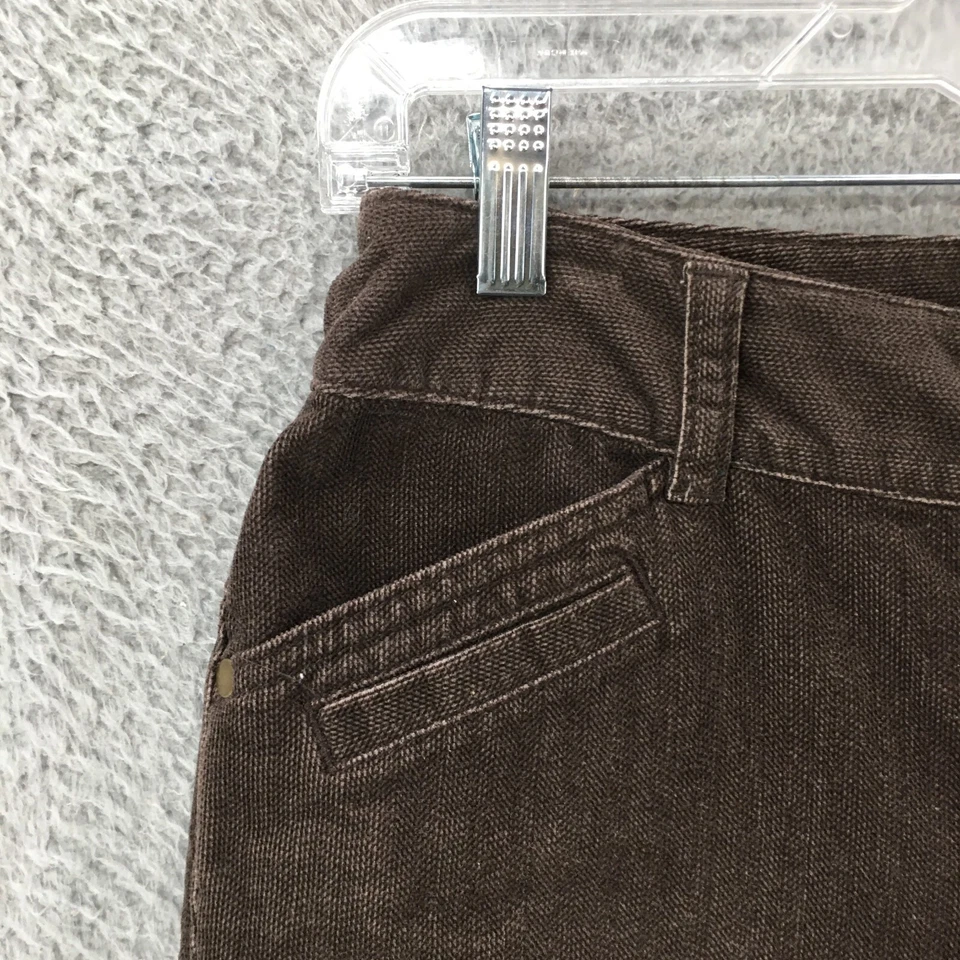 Pantalones Tribales de Pierna Recta para Mujer 6 (Real 30x33) Marrón tiro Medio Informales Cremallera Mosca Foto 3 de 4