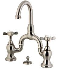 Kingston Brass KS7998BEX Deck Mount Bridge Bathroom Faucet - Brushed Nickel