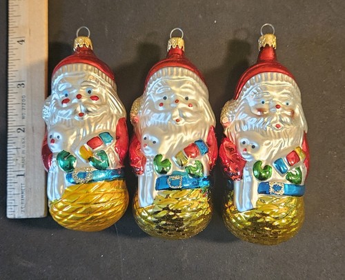 Vintage Glasornamente Weihnachtsmann 4 Zoll 3er Set - Bild 5 von 11