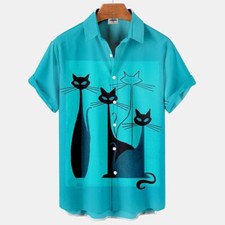 Mid-Century cool cats group moisture wicking Hawaiian style shirt