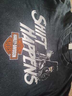 Vintage Harley Davidson Shirt Mens X Black Shift Happens Skull