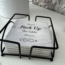 Set Of 4 Coasters with Black Metal holder-hou...