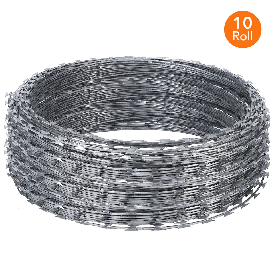 500 FT Razor Barbed Wire Galvanized Steel Wire for Garden Fence 50 FT Per Roll - Image 3 of 4