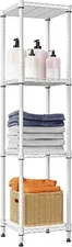 4 Tier Narrow Wire Rack Laundry Storage Carbon Steel Shelves White kitchen Unit