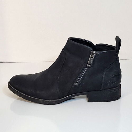 UGG Womens Aureo II Waterproof Black Nubuck Leather Side Zip Ankle Boots Size 7 - Picture 15 of 18