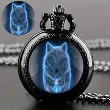Unique Retro Wolf Design Pocket Watch Quartz Movement Round Dial Pointer Display