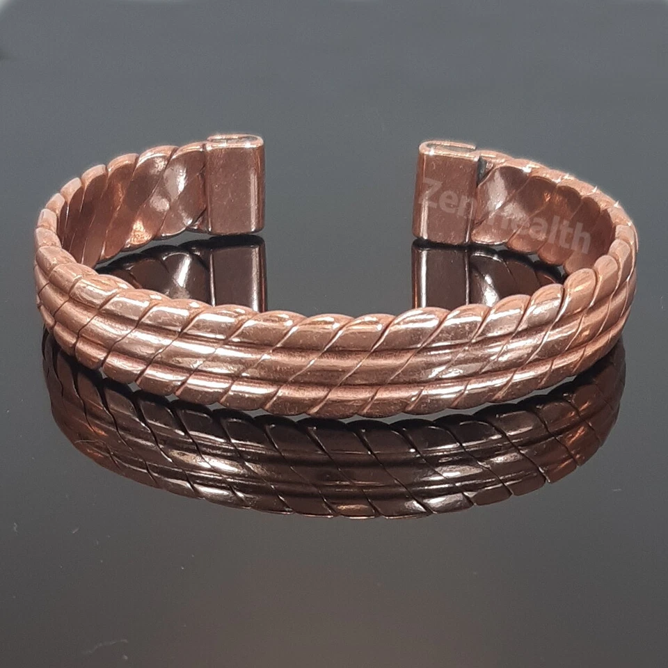 ZEN HEALTH Men's Heavy Strong Twisted Copper Bracelet Pain Relief Arthritis Non-Magnetic