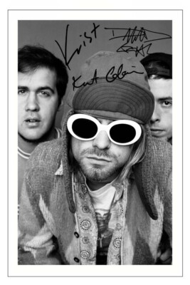 NIRVANA Group Signed Autograph PHOTO Fan Gift Print Kurt Cobain Grohl ...