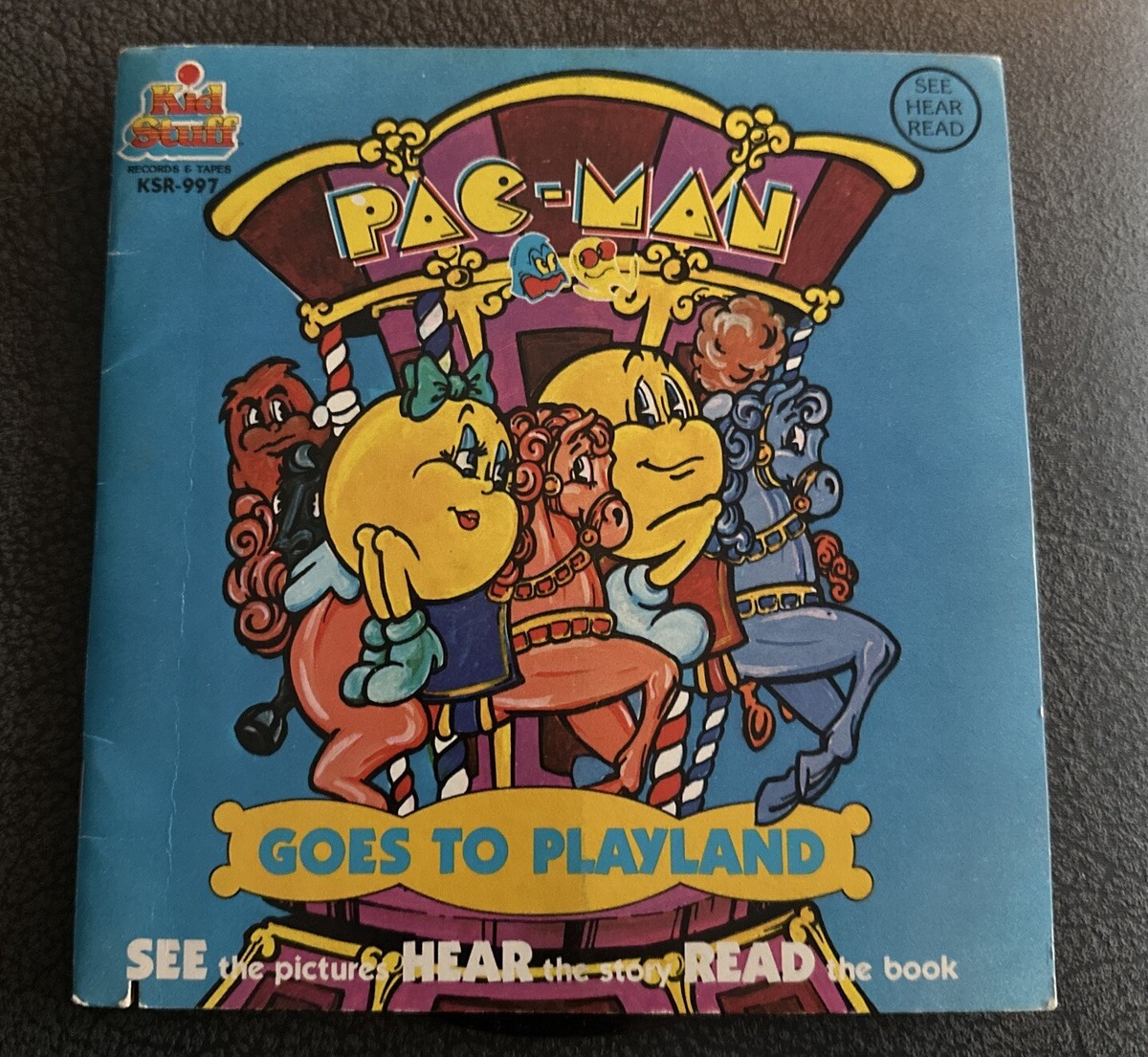 Pac-Man Goes To Playland BOOK and RECORD KID STUFF 995 VG+ 1980