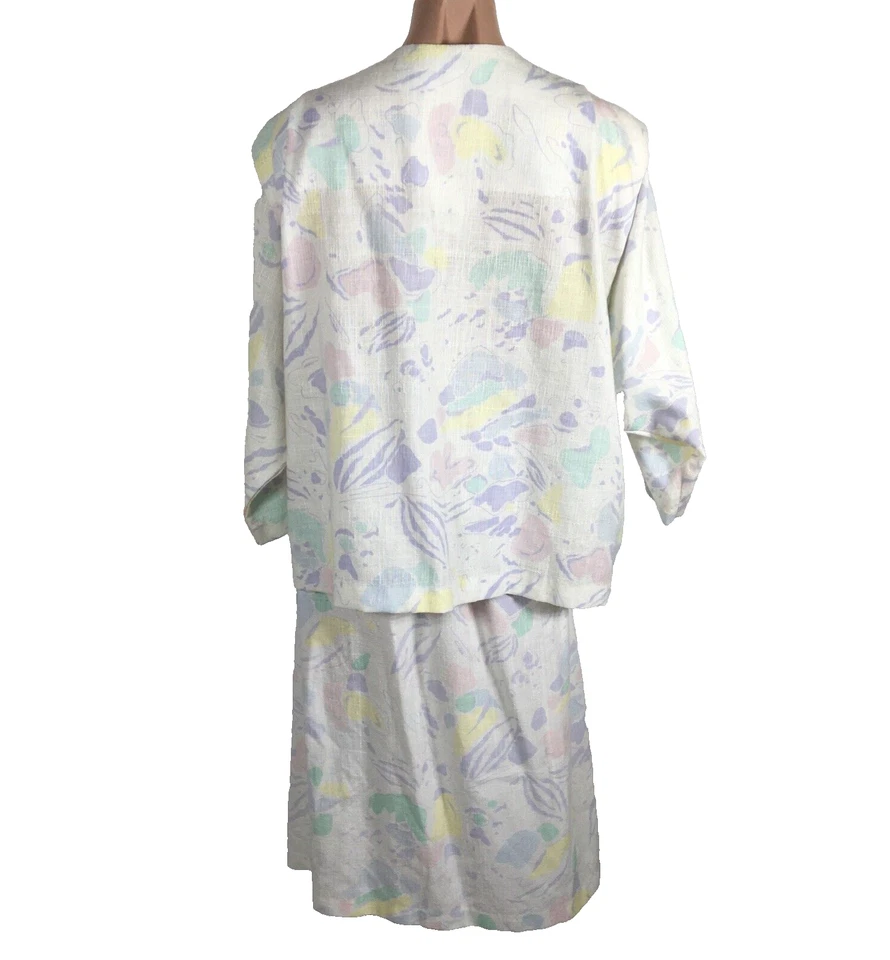 Vintage TR Bentley Skirt Suit Pastel Floral Tweed PLUS 15/16 Easter Cottagecore - Image 2 of 4