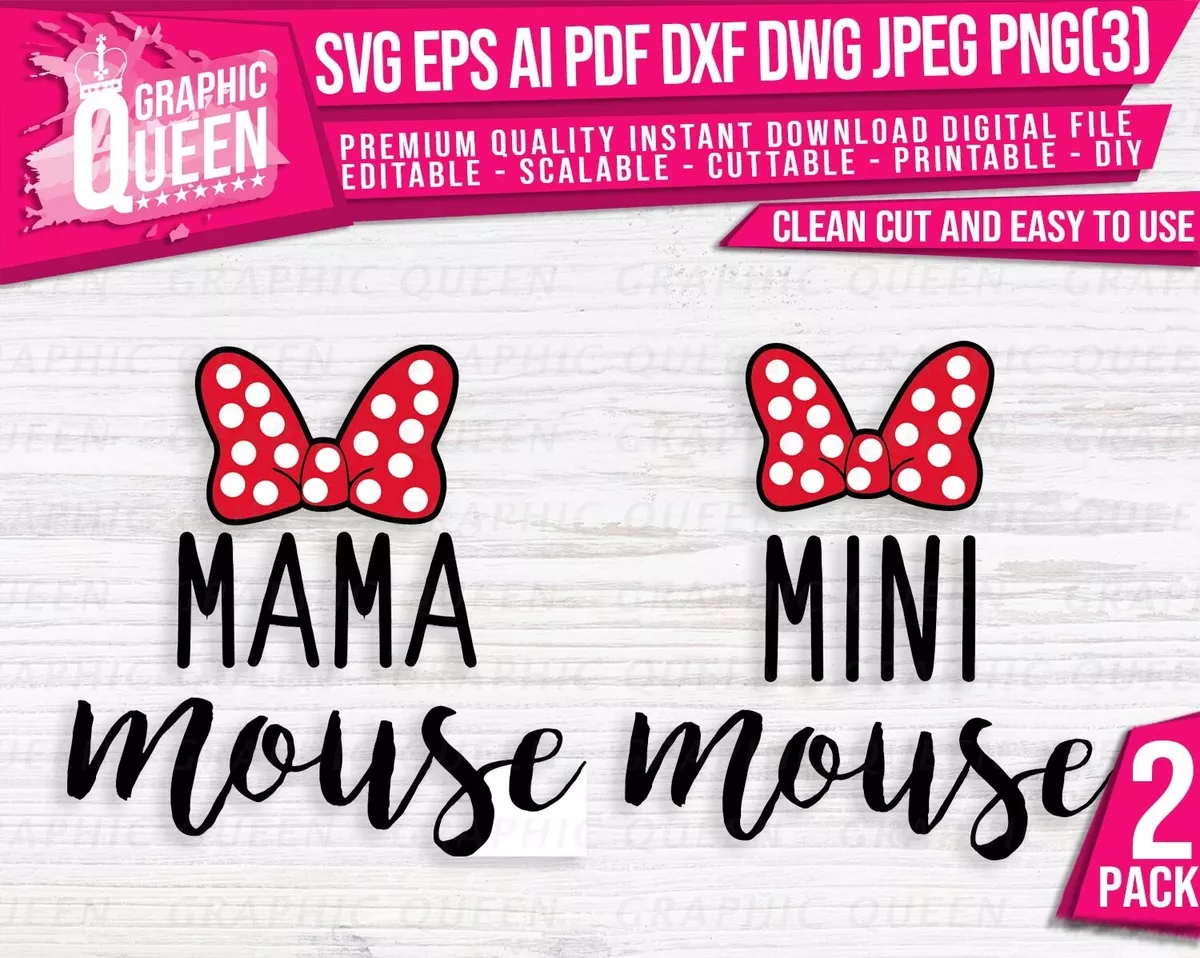 2 logos Mama Mouse Mini Mouse digital logo vector file Disney Minnie SVG  Cricut