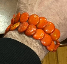 Vintage Apple Coral Red Disc Two Strand Bracelet By Zad Jewelry