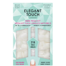 Elegant Touch Bare Mega Kit - 216 False Nails in Square 10 Sizes