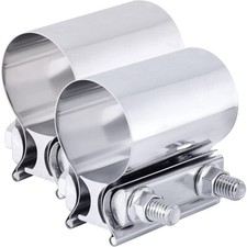 2pcs 2 Lap Joint Exhaust Band Clamp Muffler Sleeve Coupler Stainless Steel