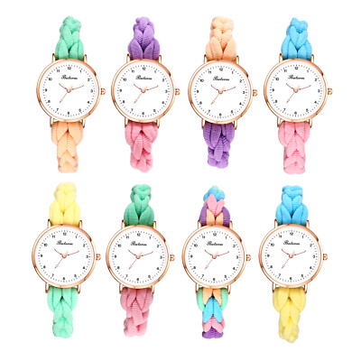 Women's Braided Elastic Hairband Watch Quartz Wrist Watch Student Bracelet Watch