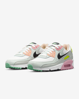 Nike Air Max 90 White Volt Green Glow Pink Gym Running Shoes Women Size |  eBay