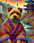 Norfolk Terrier Dog Pet Art Portrait Monk Robe Costume Animal Black Brown Furry