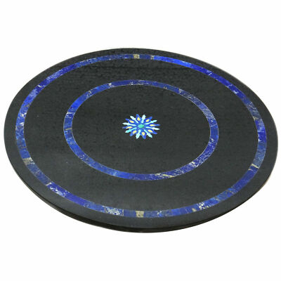 18'' black marble table top dining corner inlay lapis handmade decor c115