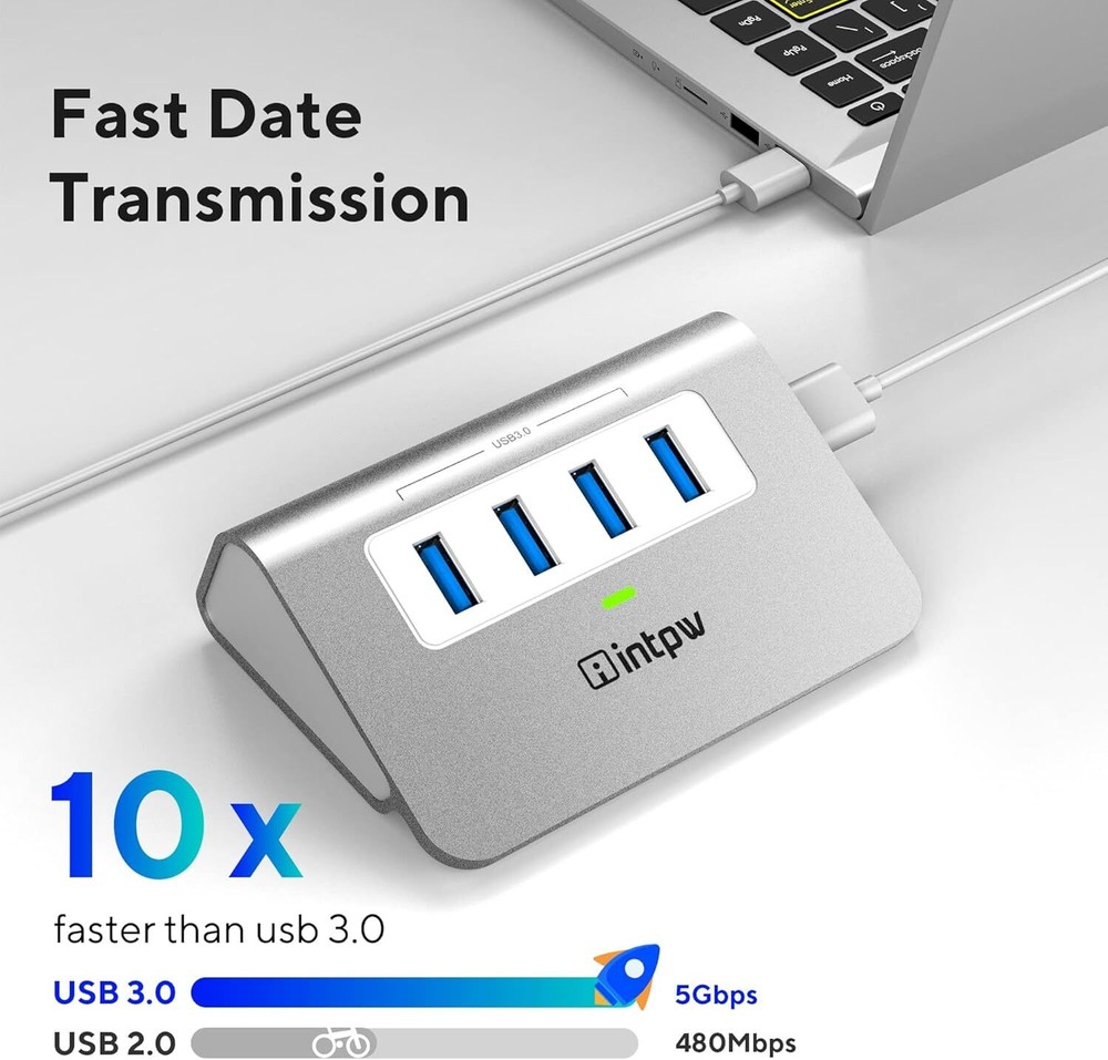 4-Port USB 3.0 Hub for Laptop & PC - High-Speed Data Transfer & Extra Ports