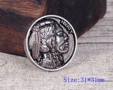 1-1/4" Set of 2 BUFFALO NICKEL INDIAN HEAD LEATHERCRAFT COIN CONCHOS screw back