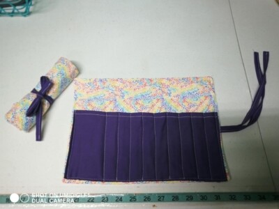 Handmade Colorful Quilted cotton fabric crochet hook holder