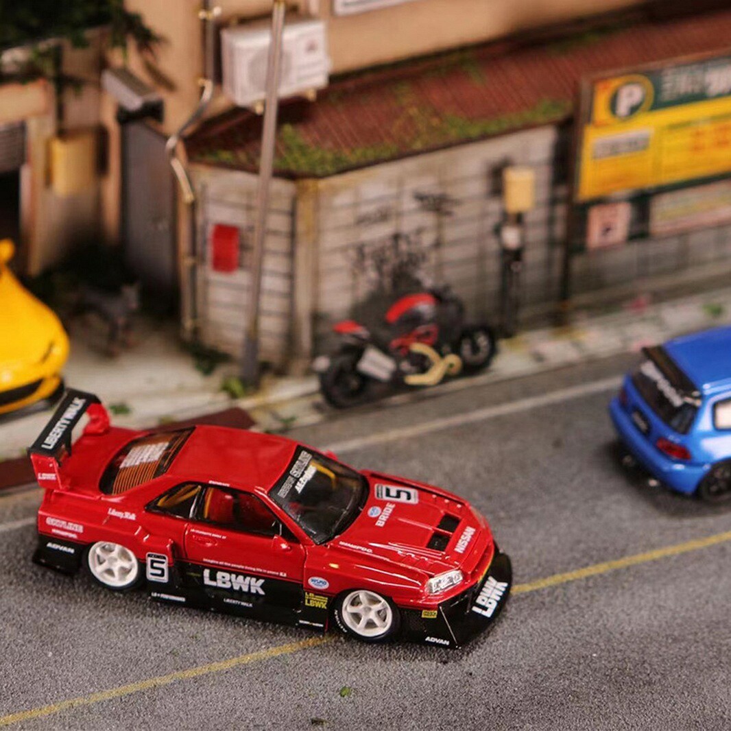 Street Weapon 1/64 Scale NISSAN GT-R ER34 #5 LBWK Red Diecast Car