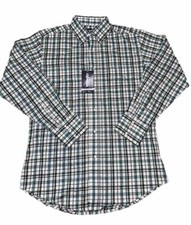 Wrangler Men's Blue Plaid Long Sleeve Pearl Snap Button Up Shirt NWT Size Medium