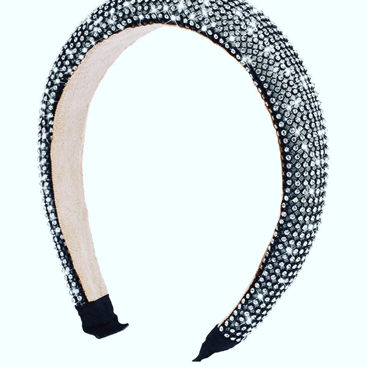 Black Rhinestone Bedazzled padded Headbands