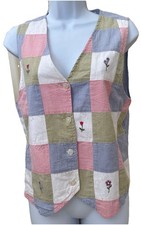VTG Casey  Max Patchwork Embroidered Floral Vest Sz S Cottagecore Prairie