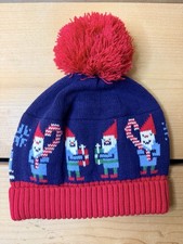 HANNA ANDERSSON GNOME SWEET GNOME BLUE SWEATER KNIT POM POM HAT Kids Size Small