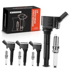 Set of 4 Ignition Coil Pack and Iridium Spark Plugs Compatible with Black