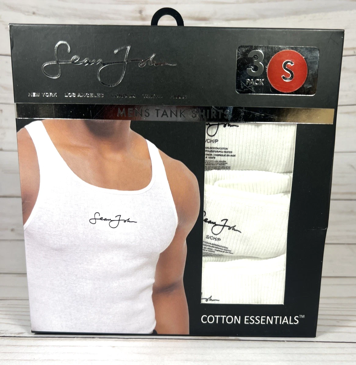 Sean John 3Pk Men's Small 34-36 Ribbed White Tank Undershirts Shirts