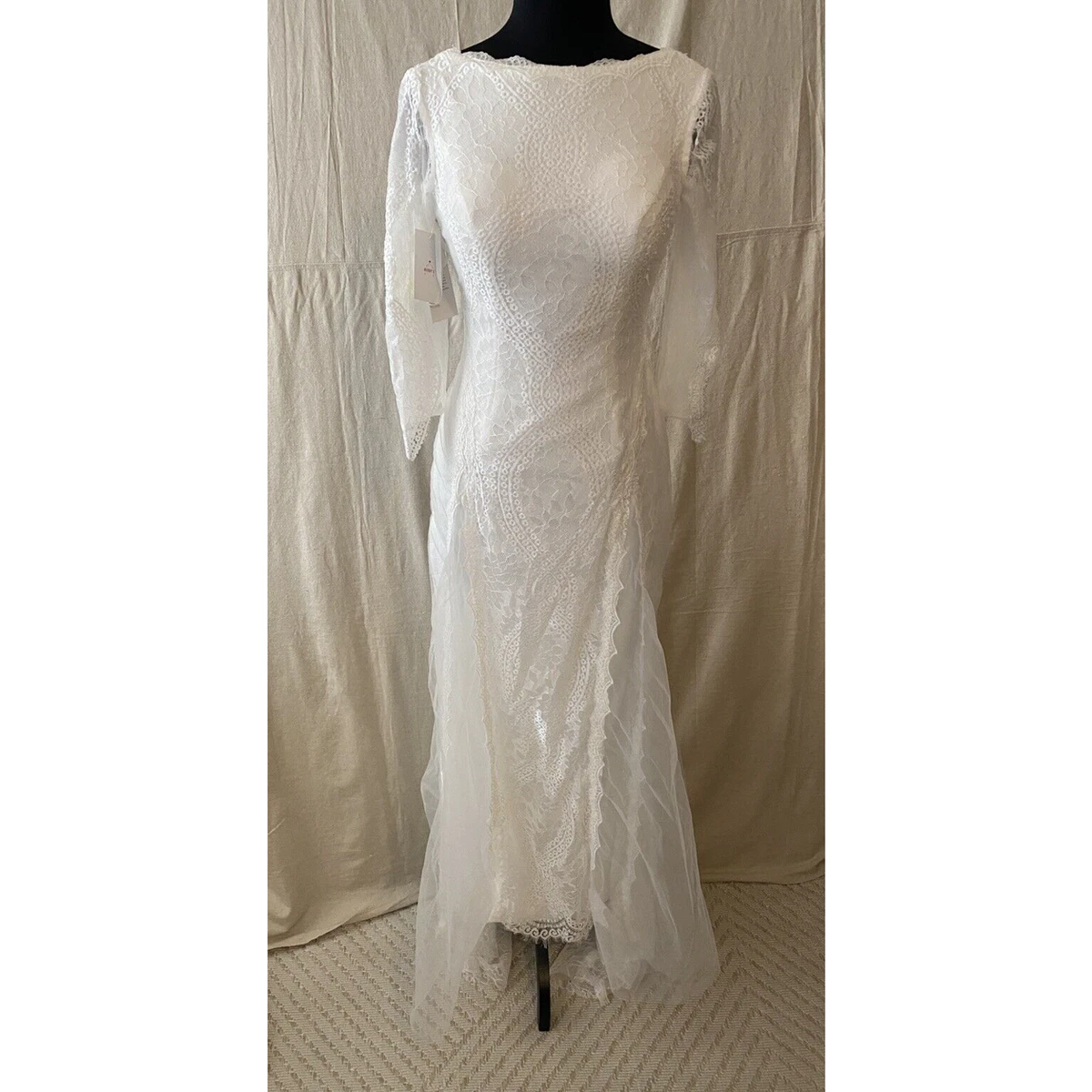White Lace Long Sleeve Wedding Dresses for sale | eBay