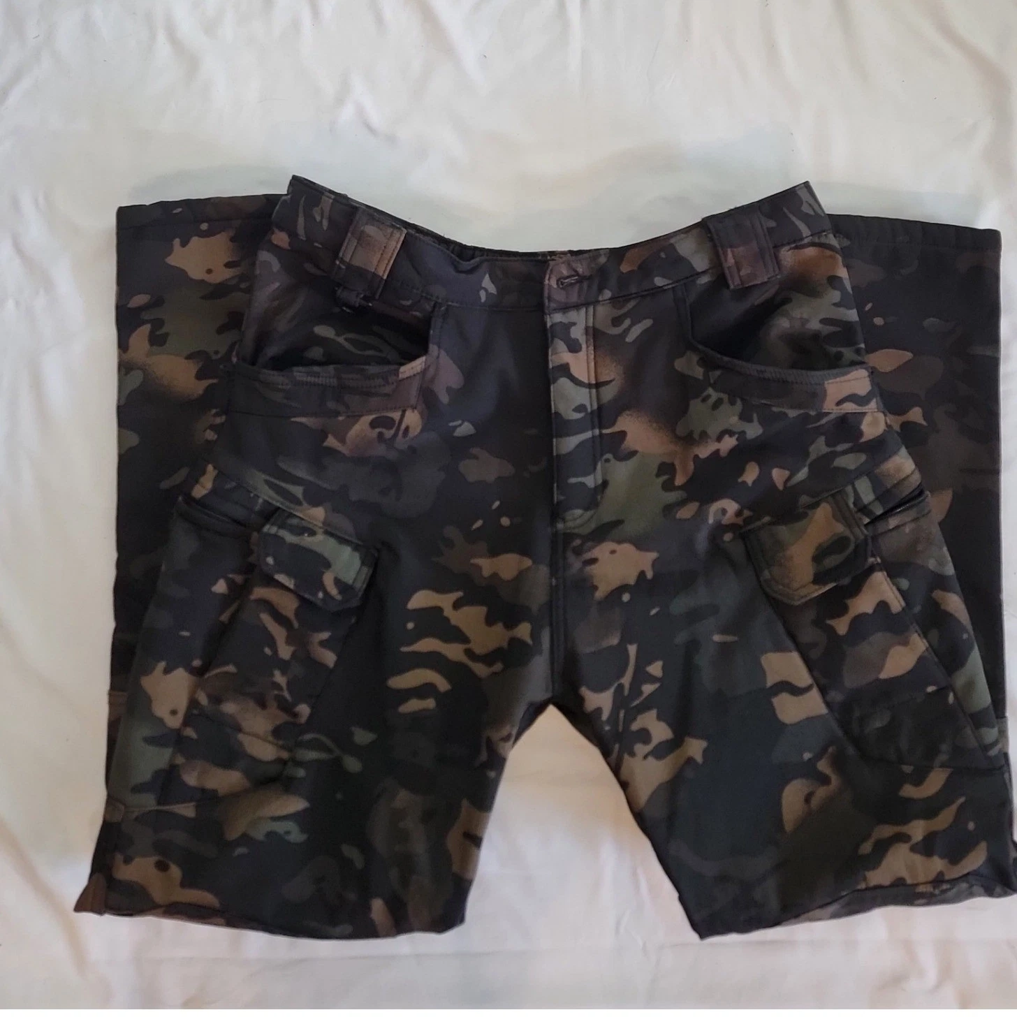 Outdoor Tactics Mens Dark Multicam Tactical Cargo Pants Camo Softshell Hunting