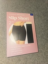 Carole Hochman Women's 2 Pack Slip Shorts, Black / Nude, Large