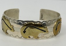 Vtg “THOMAS” 925 Sterling Silver + 1/20 12k Gold Filled Heartline Bear Bracelet