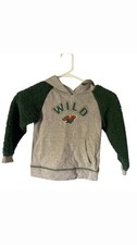 NHL Minnesota Wild Kids Gray Green Hooded Sweatshirt Size 4T NEW