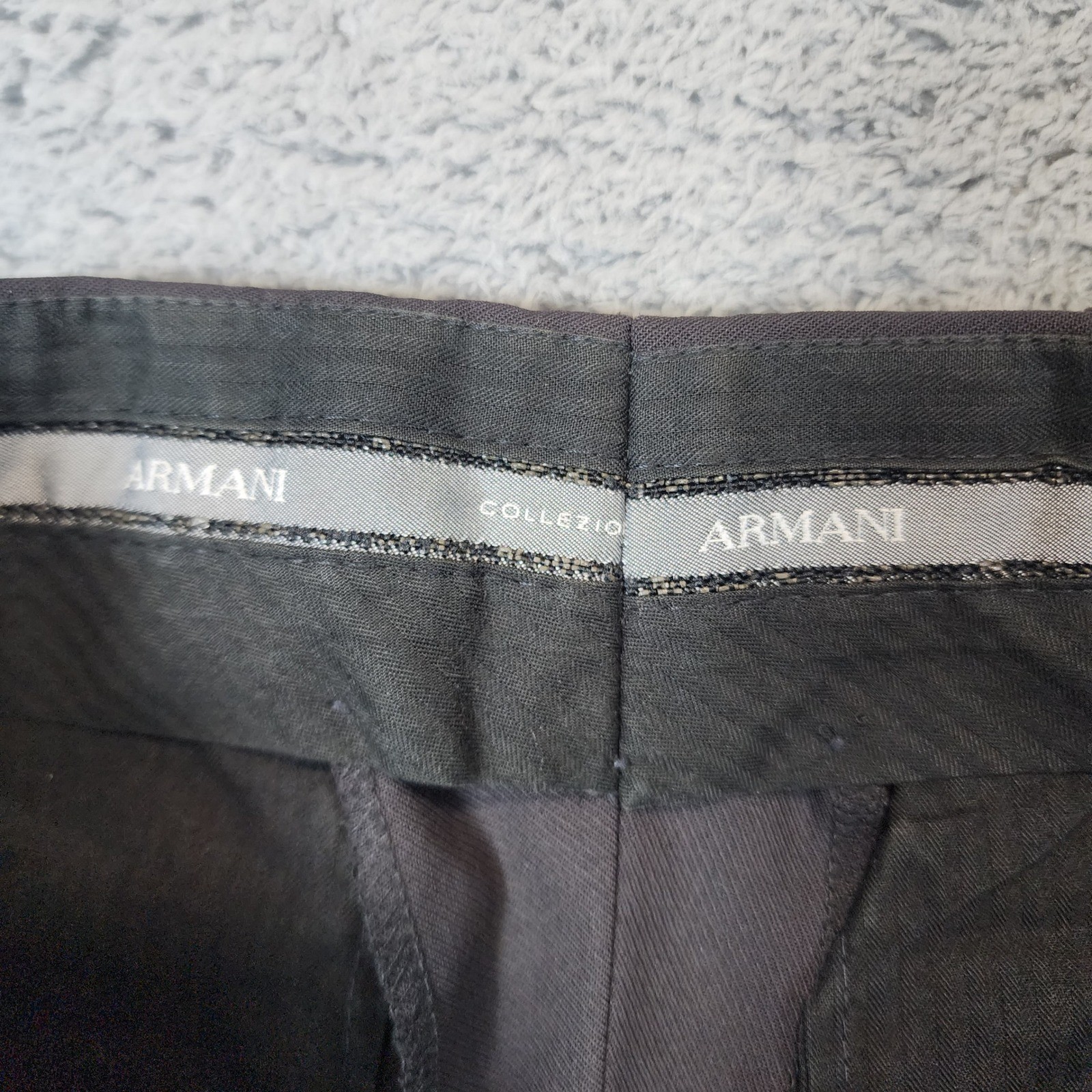 Armani Collezioni Wool Pants Mens 32x28 Black Pleated Dress Cuffed Made in Italy