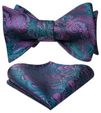 Bow Ties for Men Paisley Bowties Mens Self Tie One Size 02-navy Blue/Purple