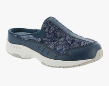 NWOB EUC Easy Spirit Women's Traveltime Slip On Mule Navy 7 BLUE/ SILVER