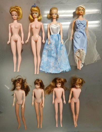 Vintage 1960s Barbie Dolls Clone Lot of 8 Davtex Camay Evergreen Hong Kong Rare