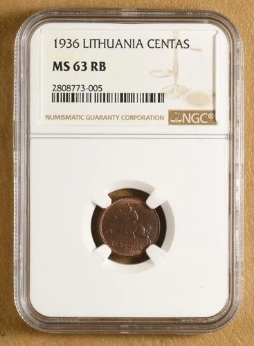 1936 Lithuania Centas NGC MS63RB