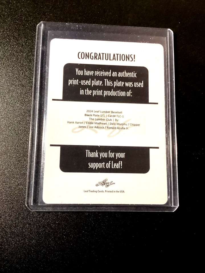 Hank Aaron 1/1 Ronald Acuna Jr. 2024 Lumber Print Plate Chipper Jones Braves #1 - Image 4 of 4