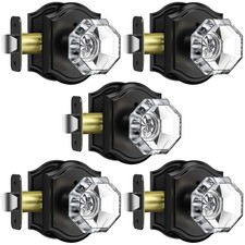 5 Pack Glass Door Knob, Octagon Shaped Crystal Door Knobs with Lock, Matte Bl...