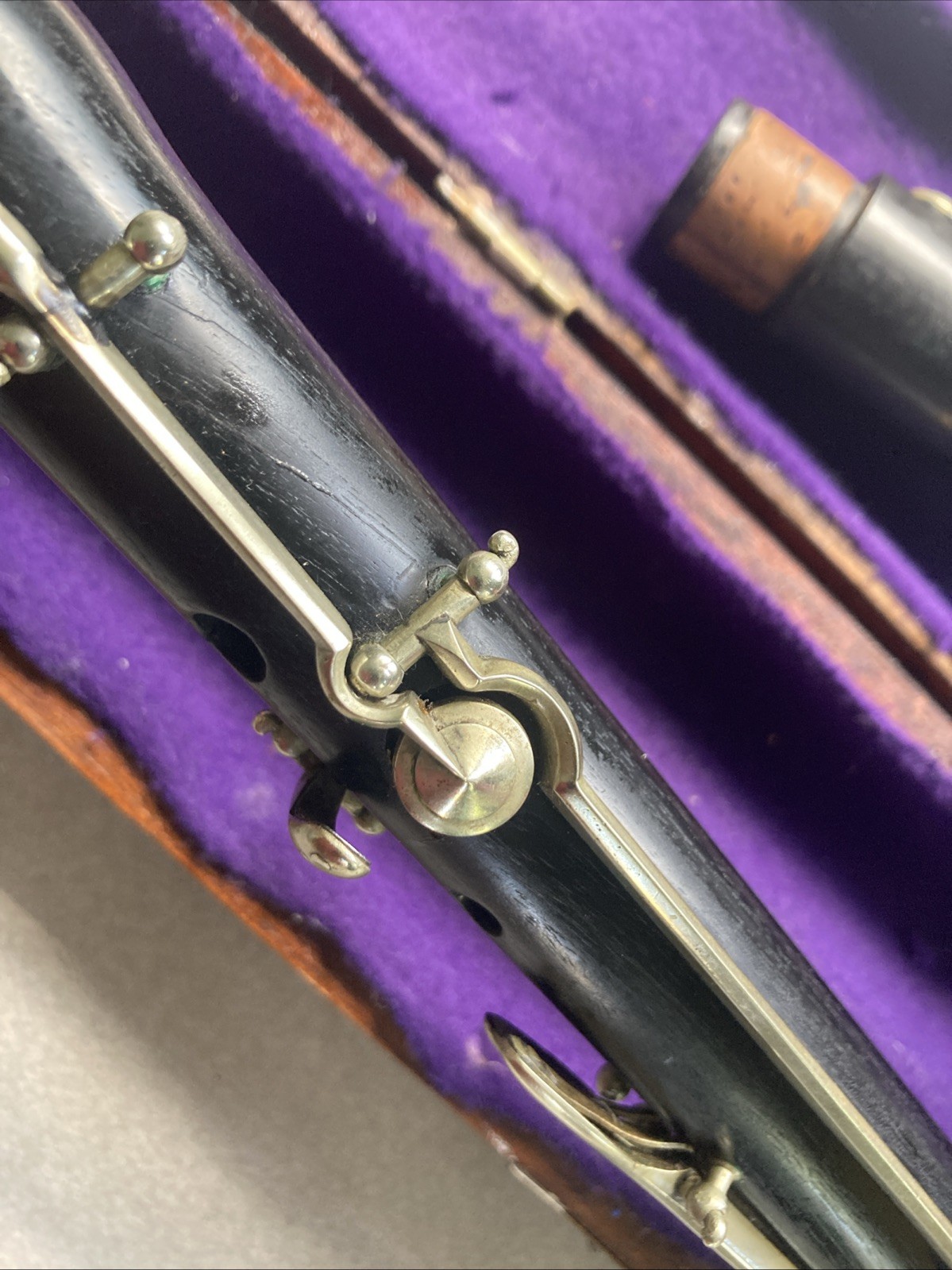 19th Century Grenadilla Flute , 10 key, 432-445Hz.  missing lower B Foot touch
