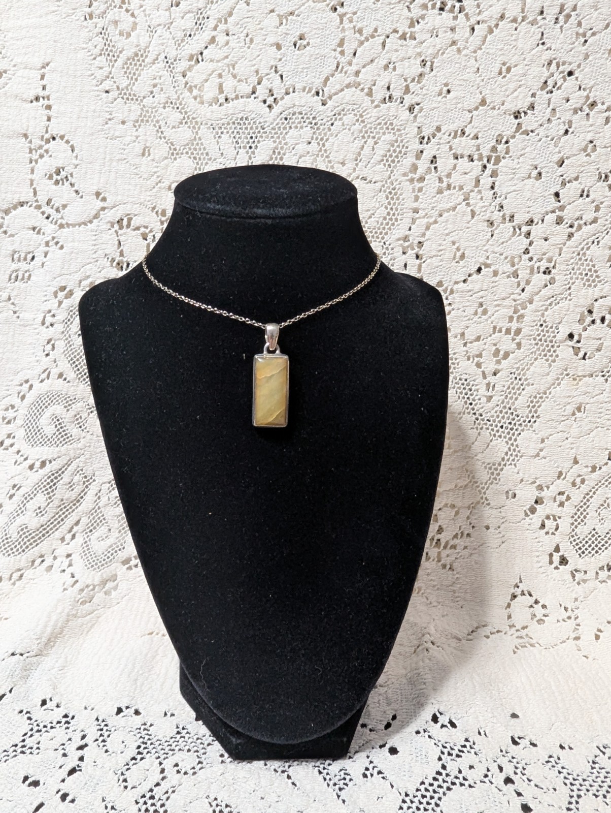 Rectangular Agate 925 Sterling Silver Pendant - image 1