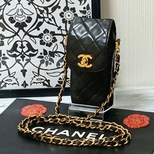 Authenticated CHANEL Matelass chain shoulder smartphone case lambskin single fla
