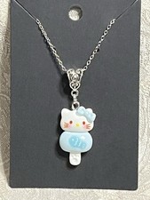 Sanrio Hello Kitty Whimsical Charm Cartoon Adorable Resin Silver Necklace 18