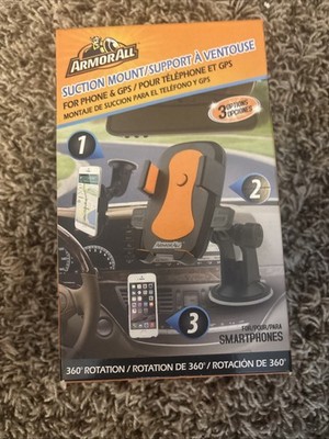 ARMOR ALL Car 360 Rotation Phone/GPS Holder SUCTION MOUNT Windshields Air Vents