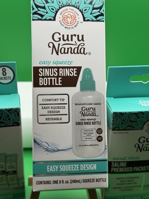 Guru Nanda Easy Squeeze Sinus Rinse Bottle Plus 16 Saline Packets! Great Price!